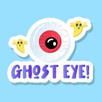 Ghost eye, scary, spooky sticker for halloween vector