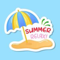 A sunshade or beach umbrella sticker, cute beach vector