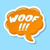 A woof bubble in flat editable sticker vector