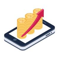 Currencies in a isometric icon denoting wealth concept vector