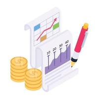 Icon of business report in modern isometric style vector