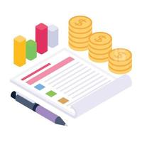 Icon of business report in modern isometric style vector