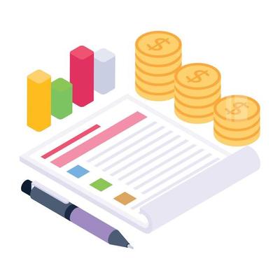 Icon of business report in modern isometric style