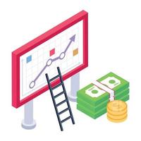 Online data infographic icon, isometric design of web analytics vector