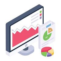 A chart growth isometric icon design vector