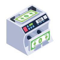 A cash counting machine isometric icon design vector