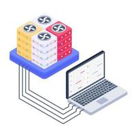 A data display icon in isometric design vector