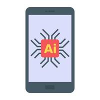 Microchip in flat icon, editable vector