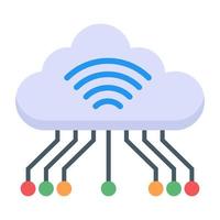Cloud networking flat icon vector