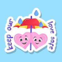 A love hearts couple flat sticker vector