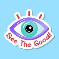 An eye in flat sticker, editable vector