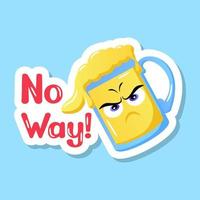 Drink mug with angry face, angry beer flat design vector