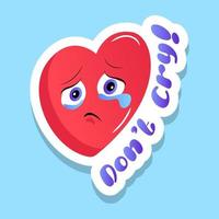 A flat sticker of crying heart for print and social media vector