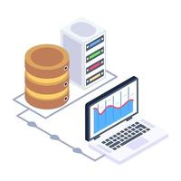 A data display icon in isometric design vector