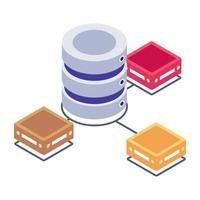 A modern isometric icon of cloud database vector