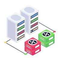 A modern isometric icon of cloud database vector