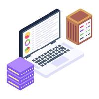 A modern isometric icon of cloud database vector