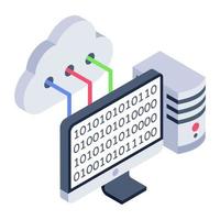 A modern isometric icon of cloud database vector