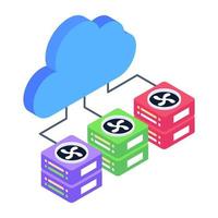 A modern isometric icon of cloud database vector