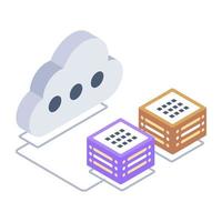 A modern isometric icon of cloud database vector
