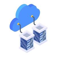 A modern isometric icon of cloud database vector