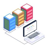 A modern isometric icon of cloud database vector