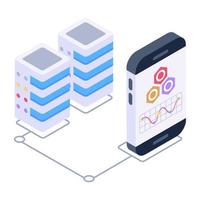 A modern isometric icon of cloud database vector