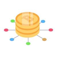 A bitcoin connections in a isometric design vector