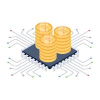 A bitcoin servers isometric icon design vector