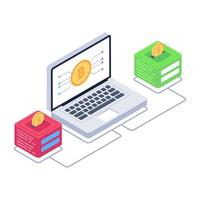 Bitcoin dataserver isometric design, editable vector