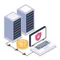 Bitcoin dataserver isometric design, editable vector