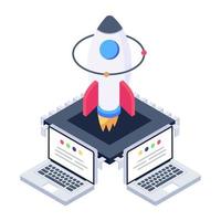 Icon of system launch in modern isometric design vector