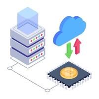 Bitcoin dataserver isometric design, editable vector