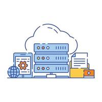 Flat illustration design of cloud sharing, editable vector