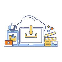 Flat illustration design of cloud download, editable vector