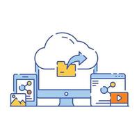 Flat illustration design of cloud sharing, editable vector