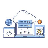 Cloud technology flat illustration design vector