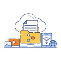 Cloud storage flat illustration design, editable vector