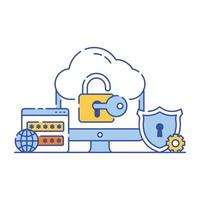 Secure connection in flat style illustration design, editable vector