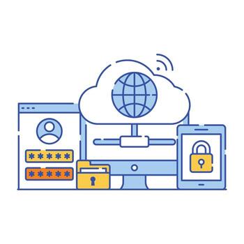 Secure connection in flat style illustration design, editable vector