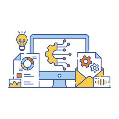Database server flat illustration design, graphical representation