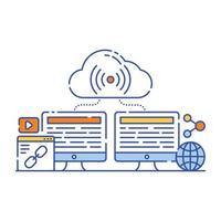 Database server flat illustration design, graphical representation vector