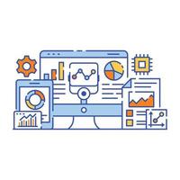 Database server flat illustration design, graphical representation vector