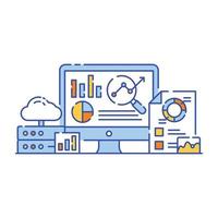 Database server flat illustration design, graphical representation vector