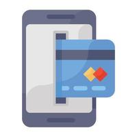 Bank card with mobile phone denoting concept of payment method vector