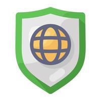 globo dentro del escudo que representa el icono de seguridad de Internet vector