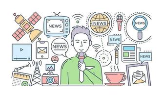 A banner of newscaster in flat illustration design vector