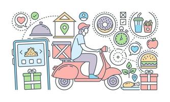 A banner of social media designed with flat linear illustration vector