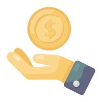Coin with arrows, money flow in editable style vector