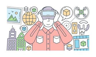A banner of social media designed with flat linear illustration vector